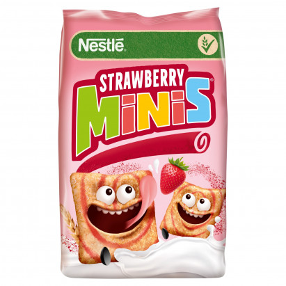 Nestlé Strawberry Minis Zbożowe kwadraciki o smaku truskawkowym 250 g