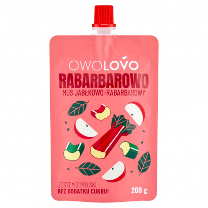 Owolovo Rabarbarowo Mus jabłkowo-rabarbarowy 200 g 