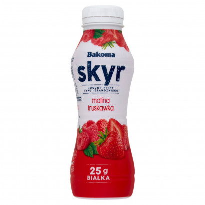 Bakoma Jogurt pitny typu islandzkiego skyr malina truskawka 300 g