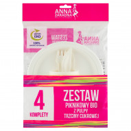 Anna Zaradna Picnic & Party Zestaw piknikowy bio z pulpy trzciny cukrowej 4 sztuki