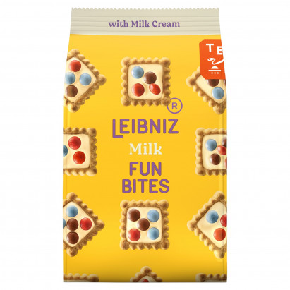 Leibniz Fun Bites Herbatniki z kremem mlecznym z drażami 100 g