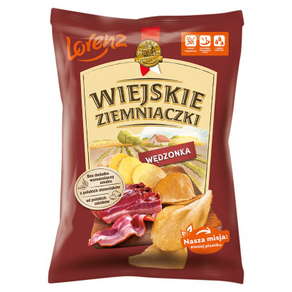 Wiejskie Ziemniaczki Chipsy ziemniaczane wędzonka 130 g