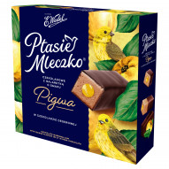 E. Wedel Ptasie Mleczko czekoladowe z galaretką o smaku pigwa w czekoladzie deserowej 340 g