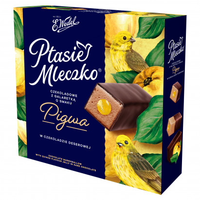 E. Wedel Ptasie Mleczko czekoladowe z galaretką o smaku pigwa w czekoladzie deserowej 340 g