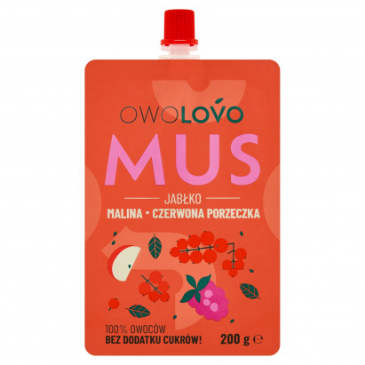 Owolovo Mus jabłko malina czerwona porzeczka 200 g