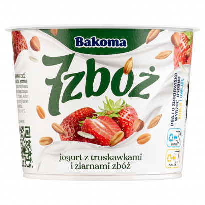 Bakoma 7 zbóż Jogurt z truskawkami i ziarnami zbóż 300 g