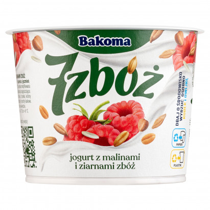 Bakoma 7 zbóż Jogurt z malinami i ziarnami zbóż 300 g