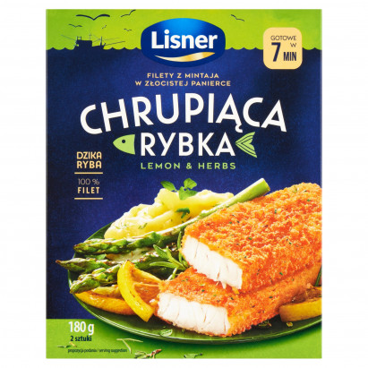 Lisner Chrupiąca Rybka Lemon & Herbs Filety z mintaja w złocistej panierce 180 g (2 sztuki)
