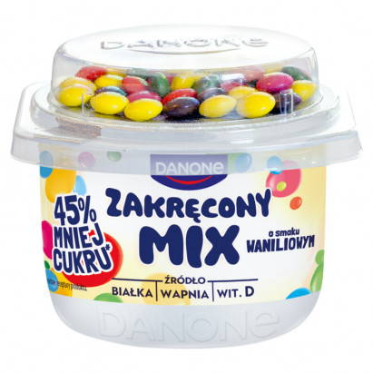 Danone Zakręcony Mix Jogurt o smaku waniliowym 125 g