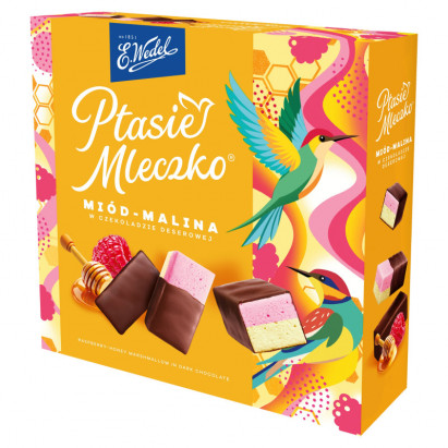 E. Wedel Ptasie mleczko miód-malina w czekoladzie deserowej 340 g