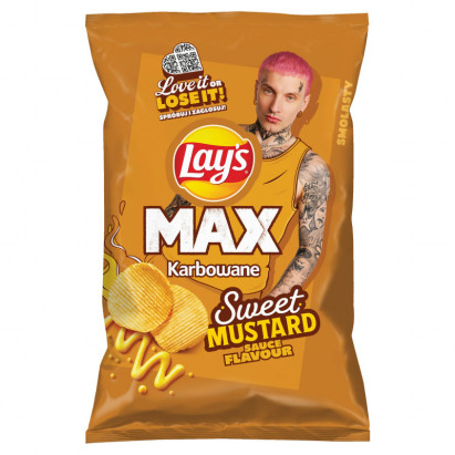 Lay's Max Chipsy ziemniaczane karbowane o smaku słodkiego sosu musztardowego 120 g