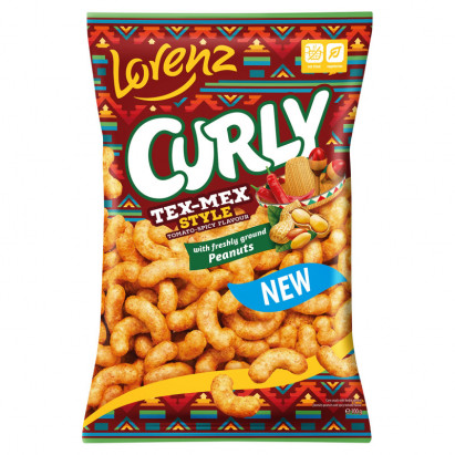 Lorenz Curly Chrupki kukurydziane ze świeżo zmielonymi orzeszkami o smaku pikantnych pomidorów 100 g