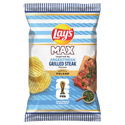 Lay's Max Chipsy ziemniaczane karbowane o smaku grillowanego steku 120 g