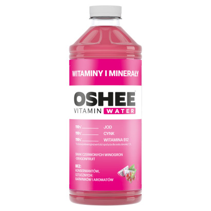 Oshee Vitamin Water Napój niegazowany o smaku czerwonych winogron i dragonfruit 1,1 l