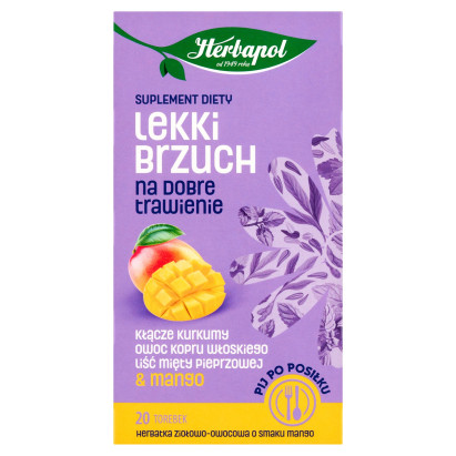 Herbapol Herbatka ziołowo-owocowa o smaku mango lekki brzuch 36 g (20 x 1,8 g)