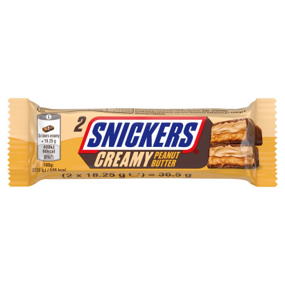 Snickers Creamy Peanut Butter Czekolada mleczna z nadzieniem 36,5 g (2 x 18,25 g)