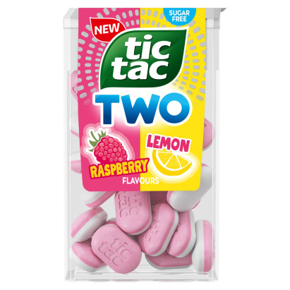 Tic Tac Two Dwuwarstwowe drażetki o smaku malinowym i cytrynowym 38,5 g