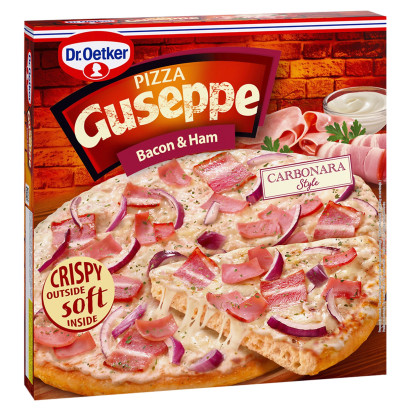 Dr. Oetker Guseppe Pizza z sosem śmietanowym z szynką i boczkiem 373 g