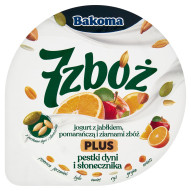 Bakoma 7 zbóż Jogurt z jabłkiem pomarańczą i ziarnami zbóż plus pestki dyni i słonecznika 300 g