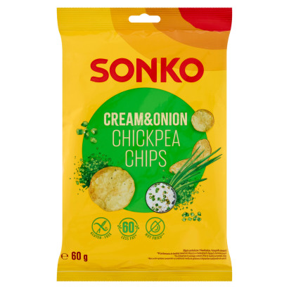 Sonko Chipsy z ciecierzycy o smaku kwaśnej śmietanki z cebulką 60 g