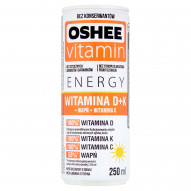 Oshee Vitamin Energy Witamina D+K Napój gazowany o smaku mięta limonka cytryna 250 ml