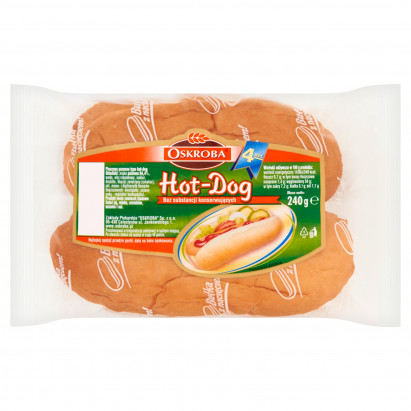 Oskroba Hot-Dog Pieczywo pszenne 240 g (4 sztuki)