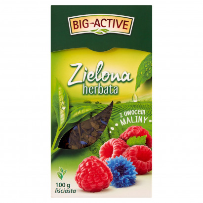 Big-Active Zielona herbata liściasta z owocem maliny 100 g