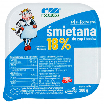 Rolmlecz Śmietana do zup i sosów 18% 200 g